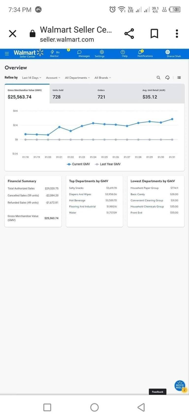 Real sales data from client’s TikTok shop showing daily earnings